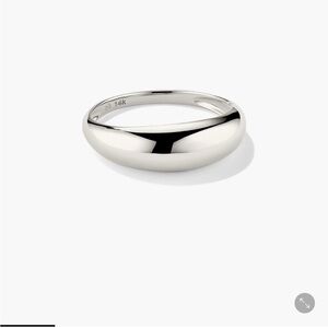 Mejuri 14K white gold thin dome ring size 3